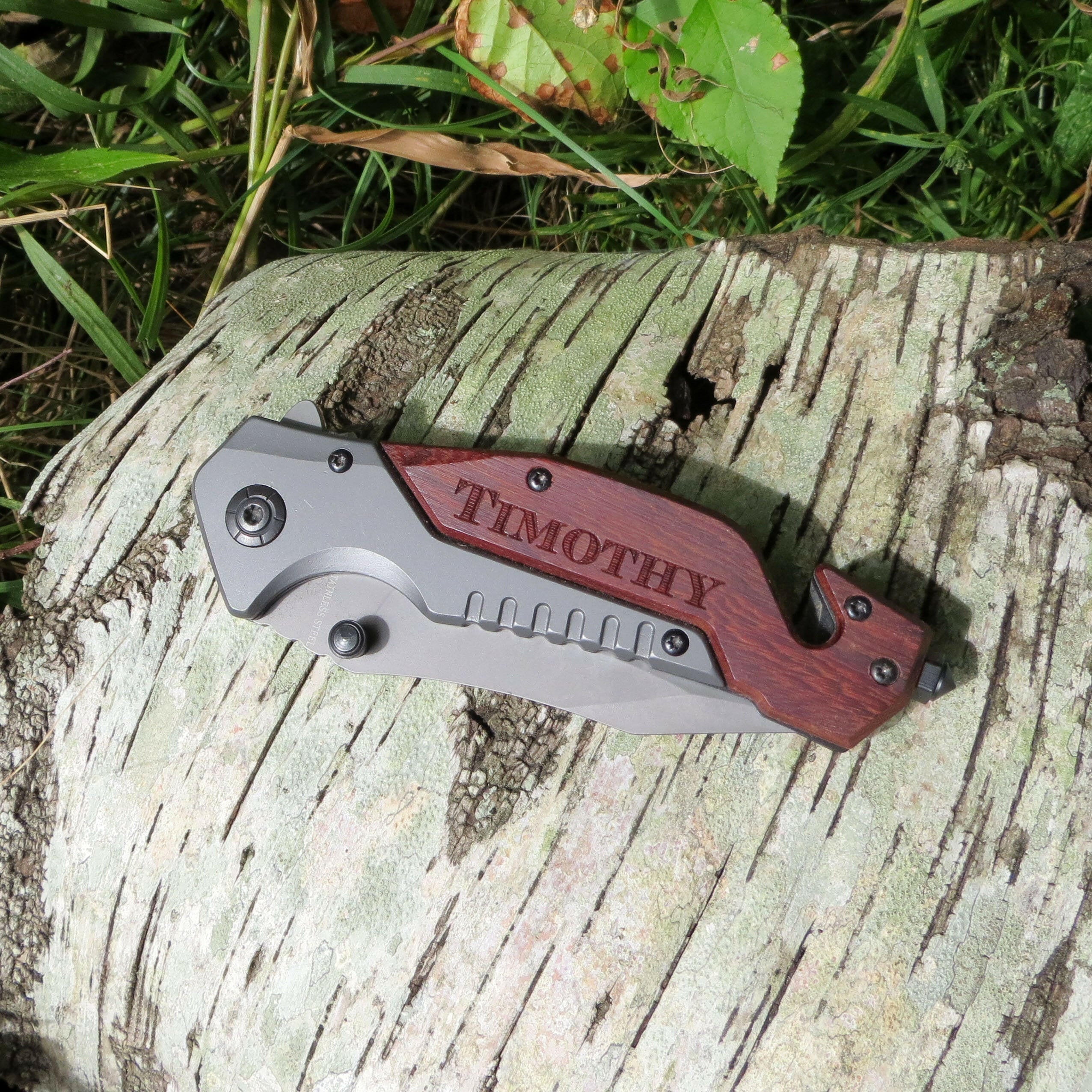 Personalized Custom Engraved Survival Pocket Knife.