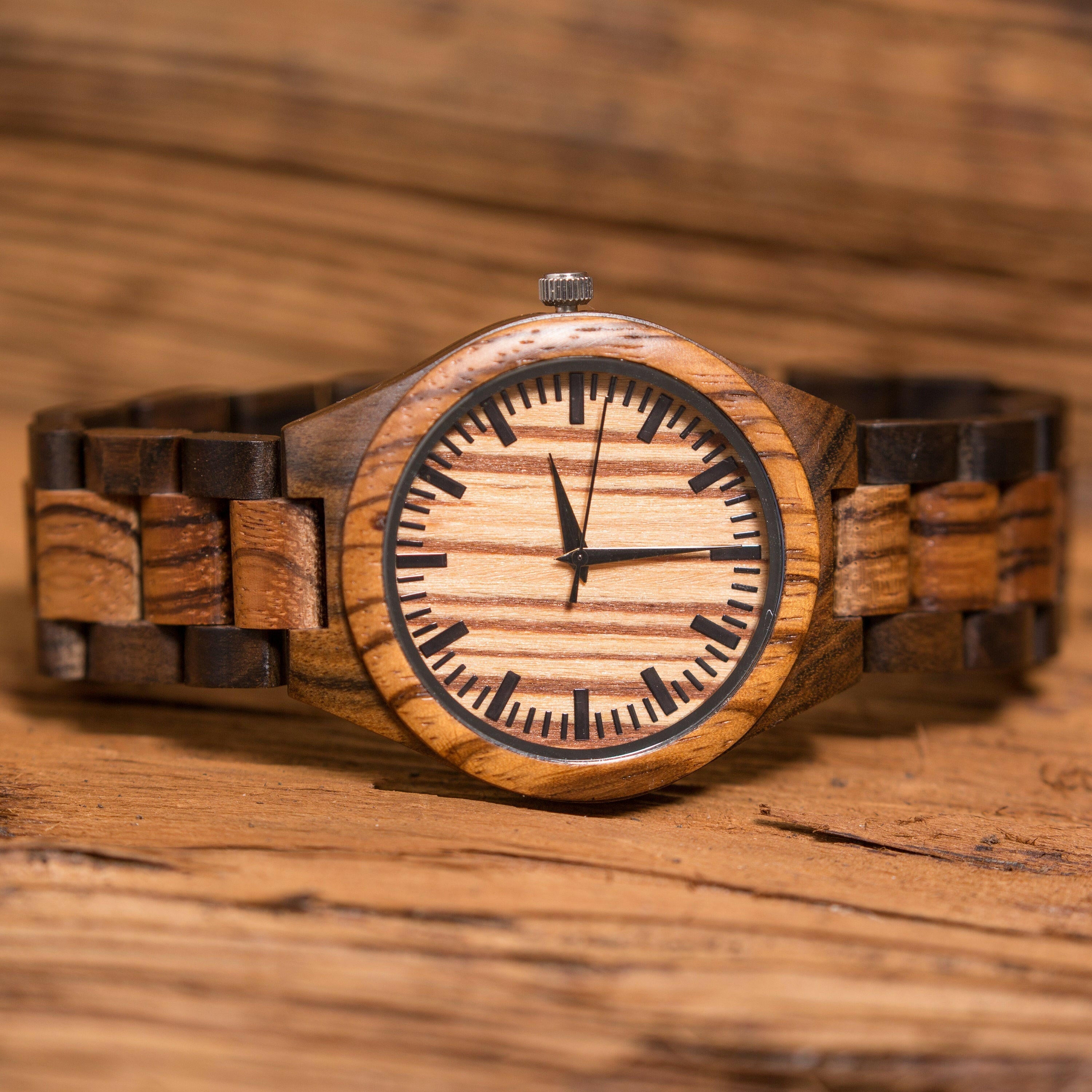 Dark Brown Sandalwood Wood Wrist Watch.