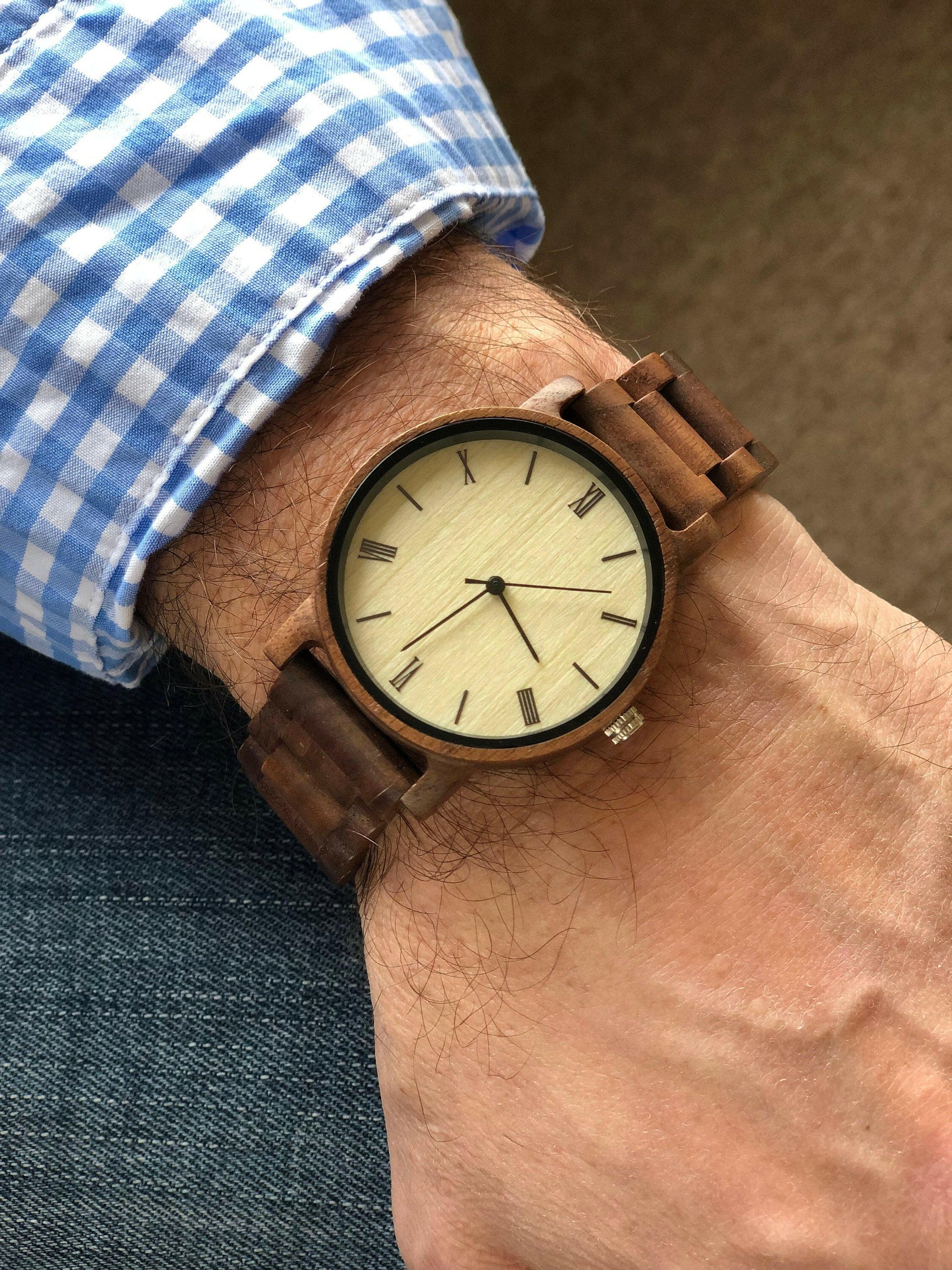 Custom Engraved Wooden Wrist Watch.