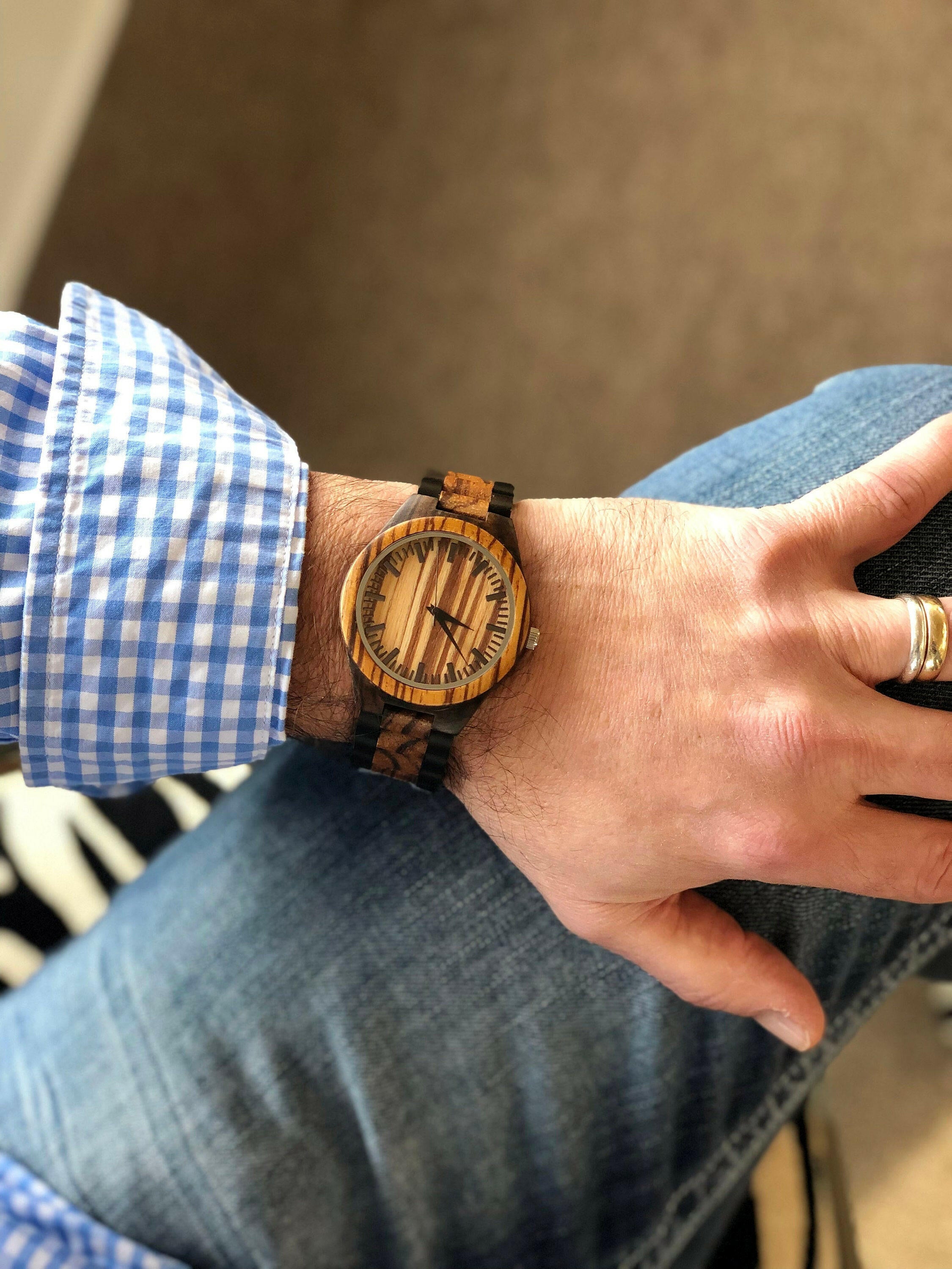 Dark Brown Sandalwood Wood Wrist Watch.