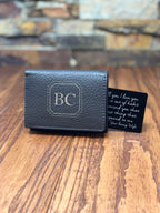 Tri Fold Mens Wallet Personalized with ID window