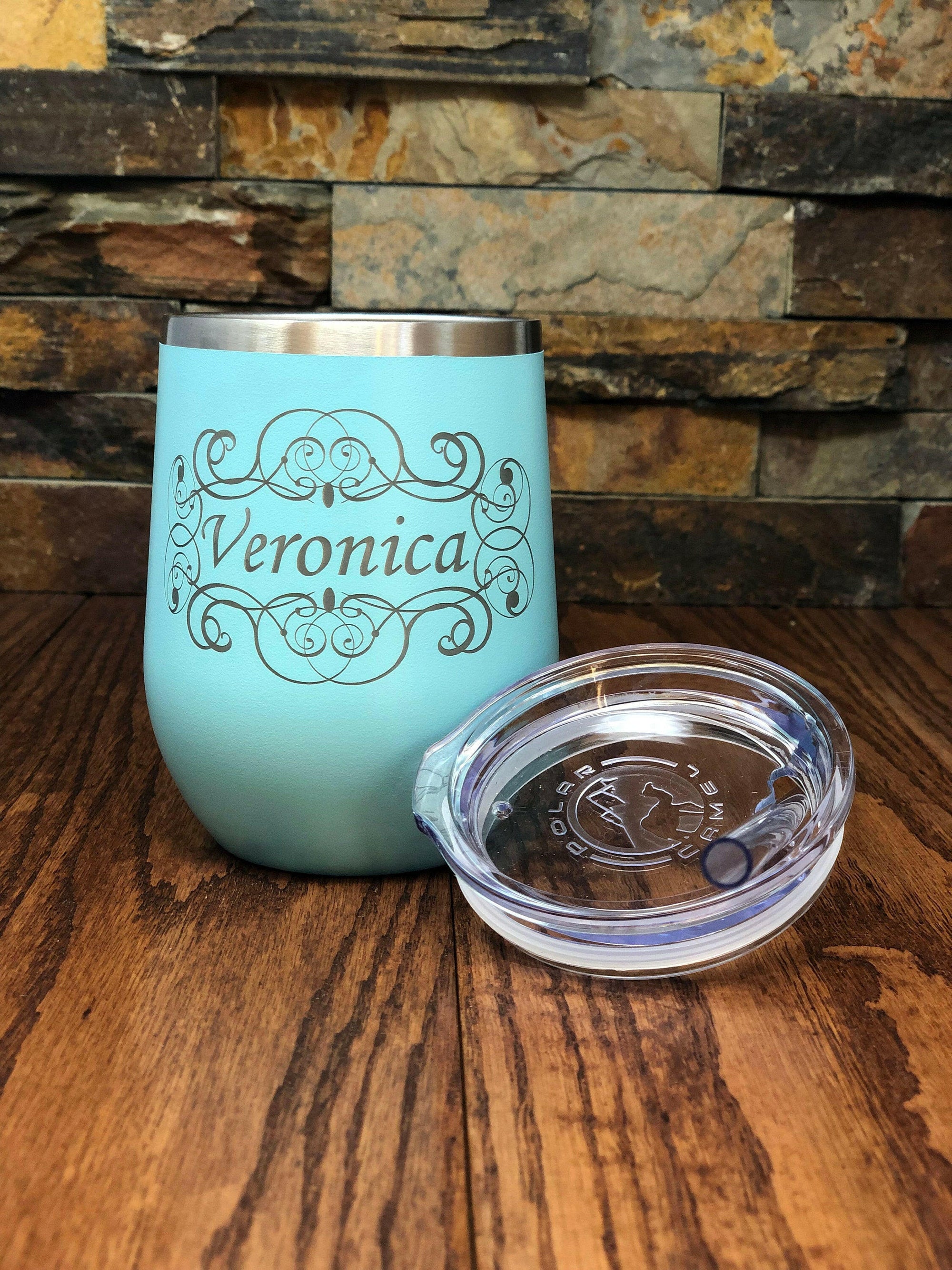 Personalized Wine Tumbler w Straw.