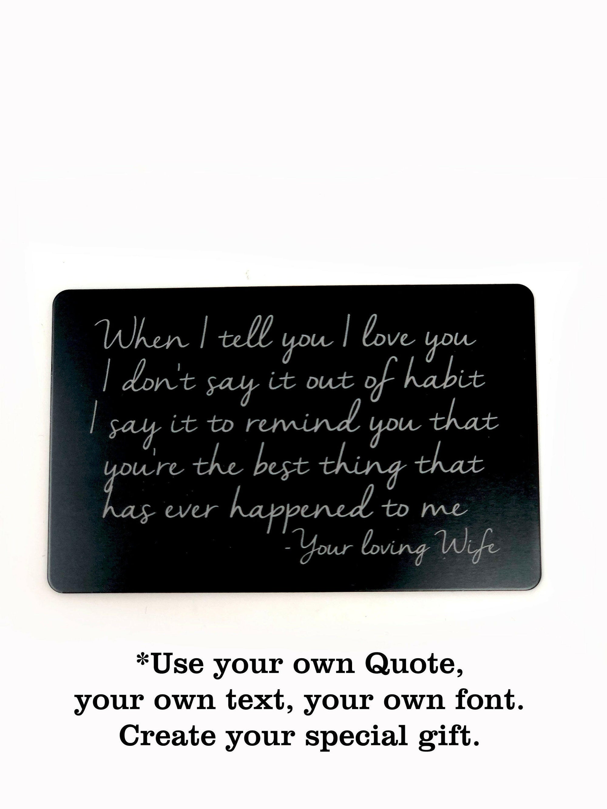 Personalized Wallet Note Card Insert.