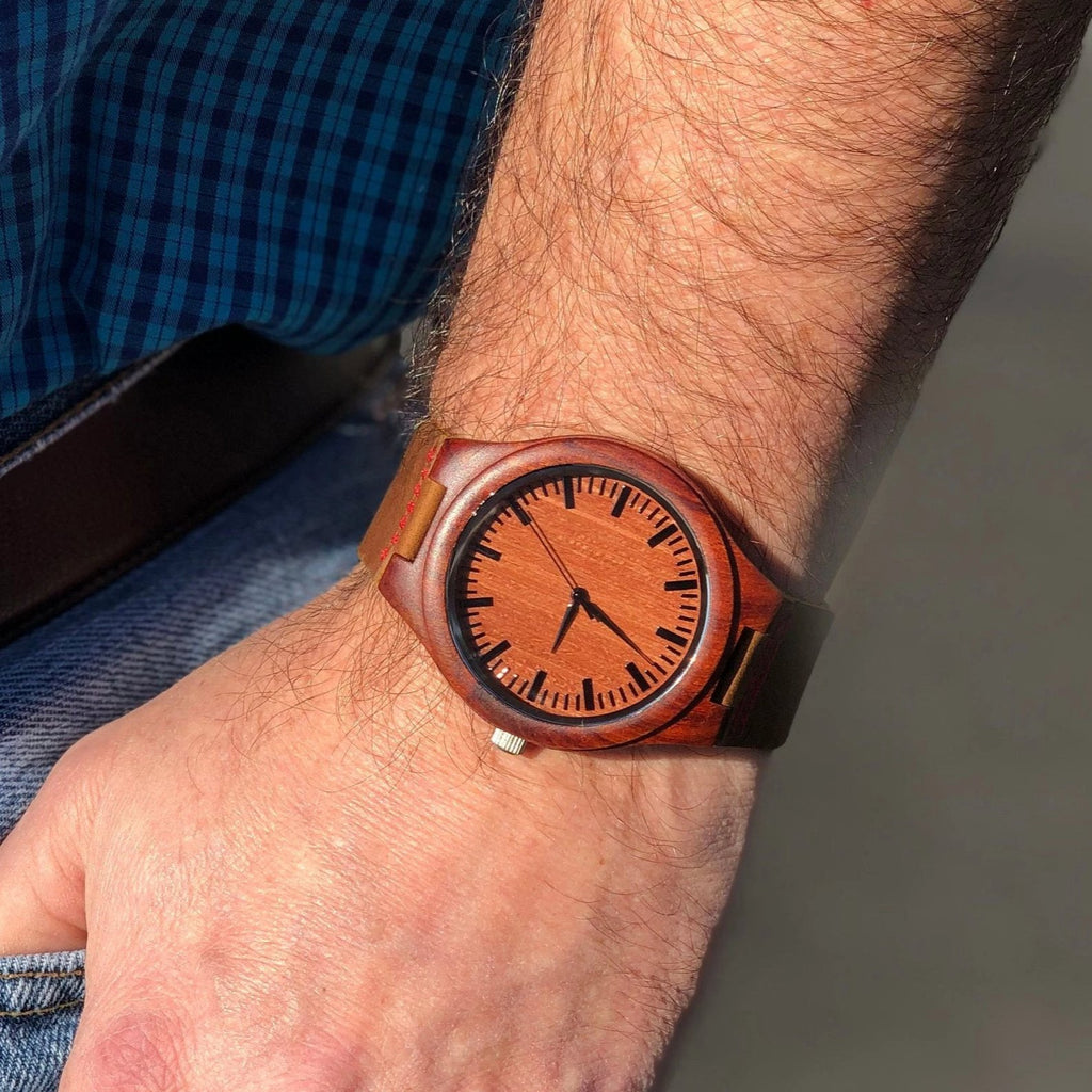 Red Wood Custom engraved Watch
