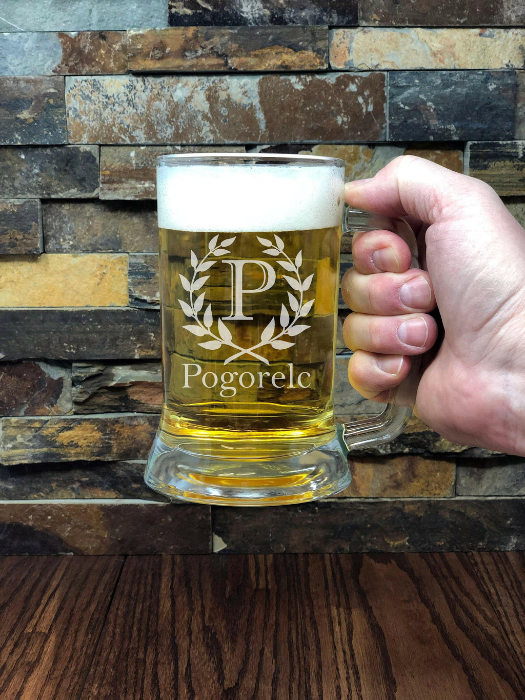 Custom Engraved Personalized Beer Mug with Handle.