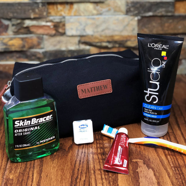 Personalized Black Canvas Dopp Kit