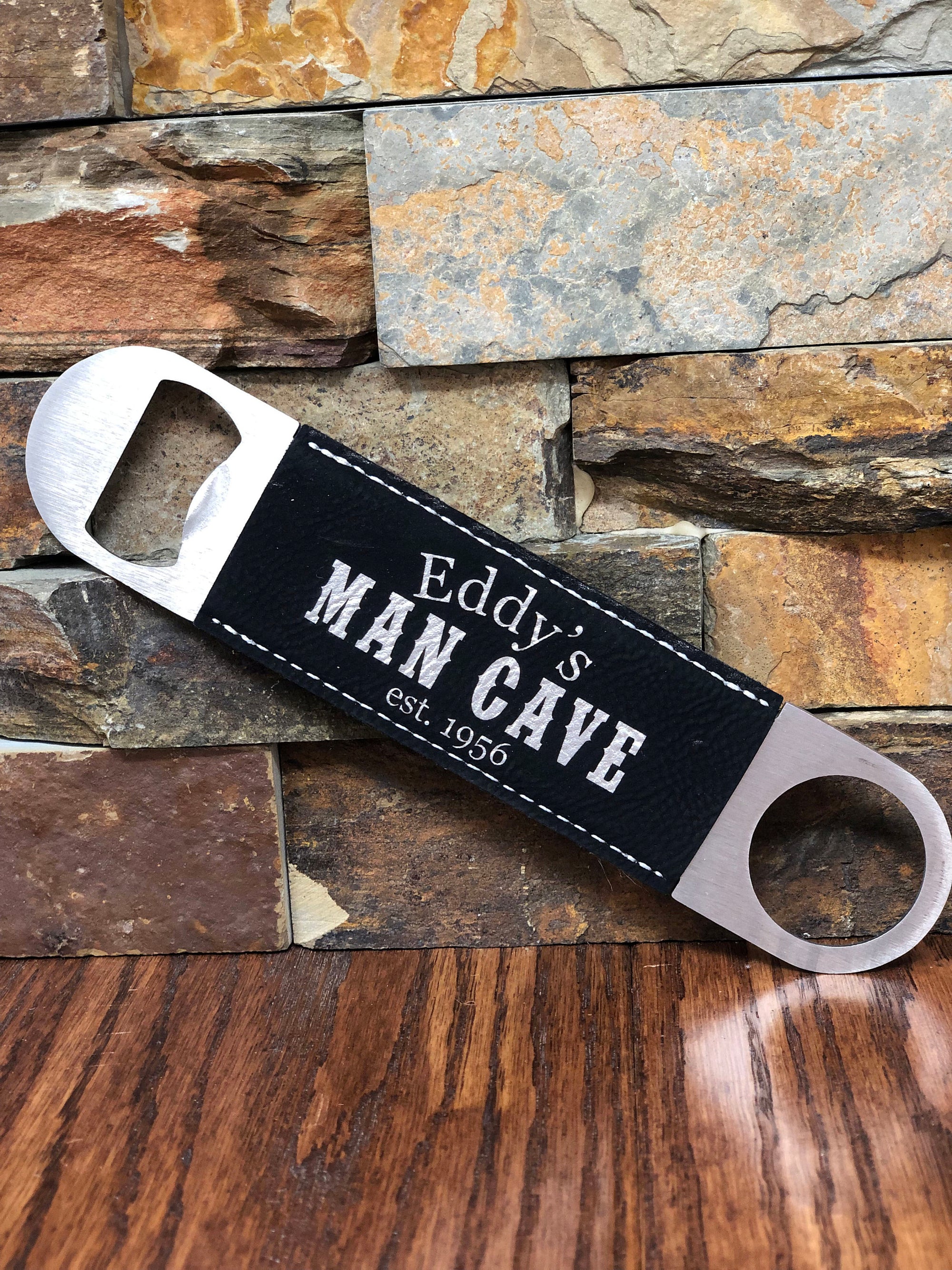 Personalized Leatherette Bottle Opener.