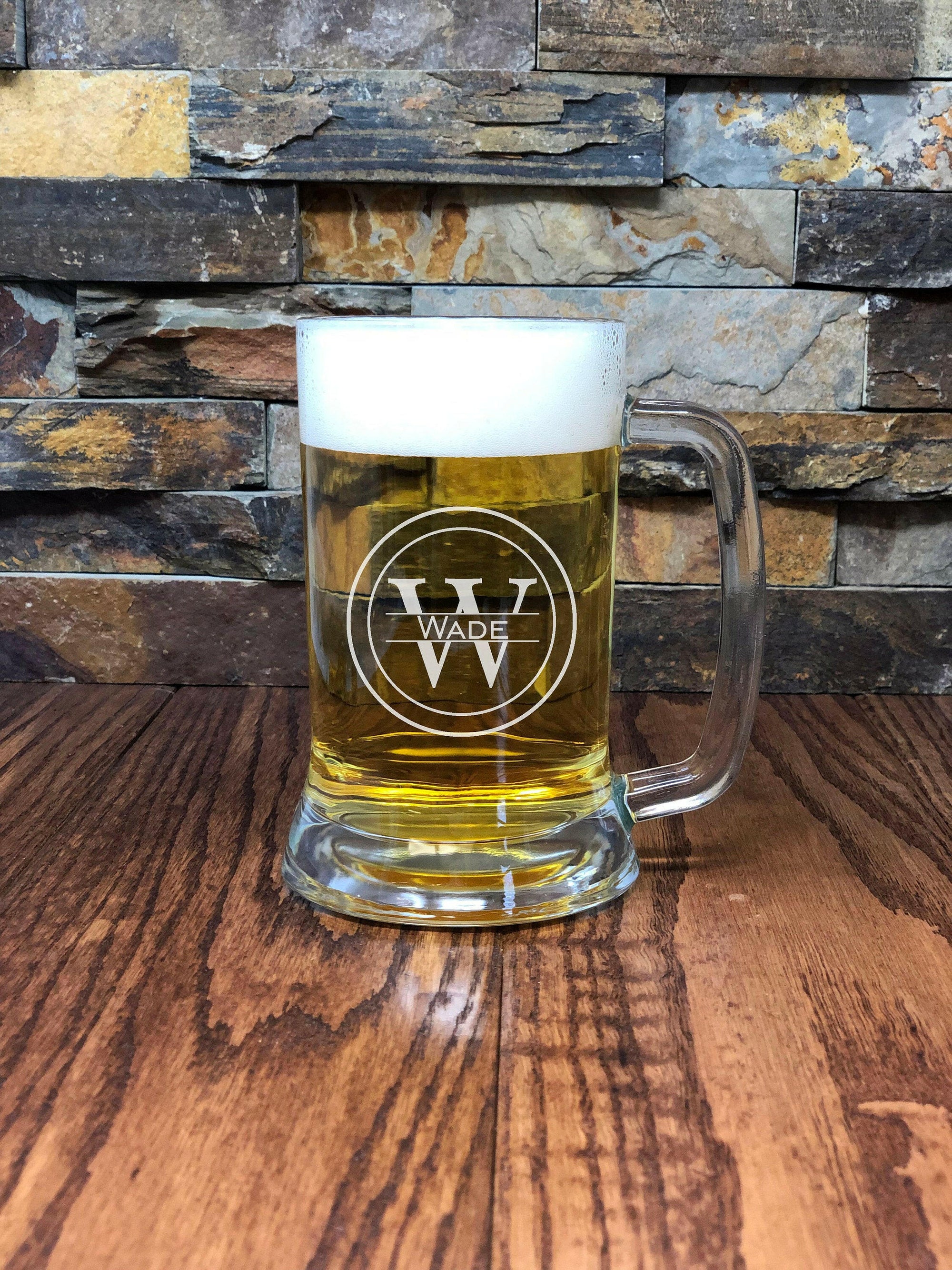 Custom Engraved Personalized Beer Mug with Handle.