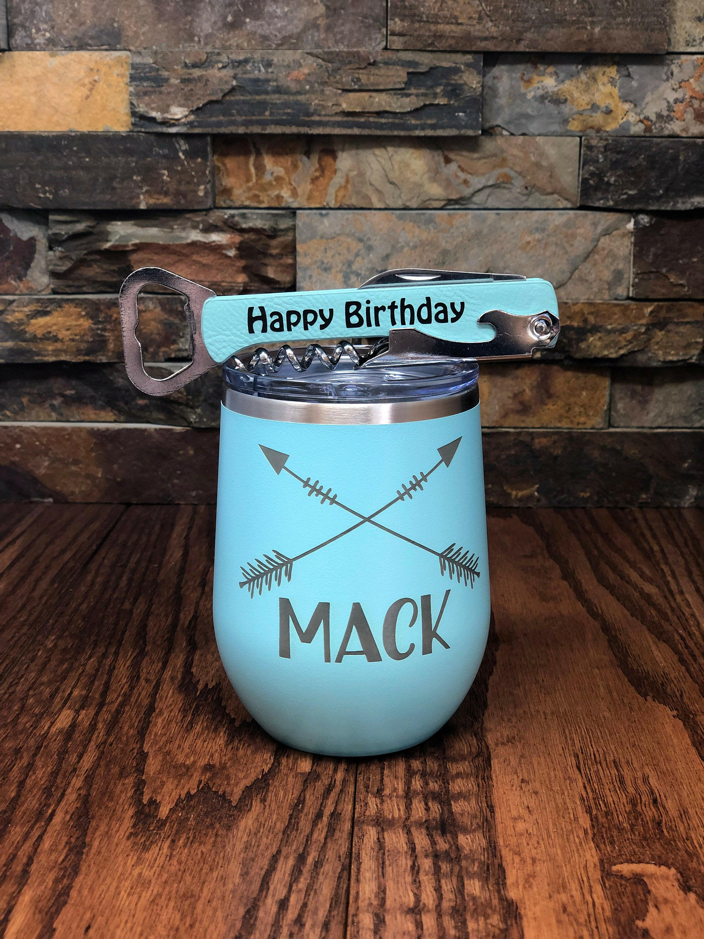 Personalized Wine Tumbler w Straw.