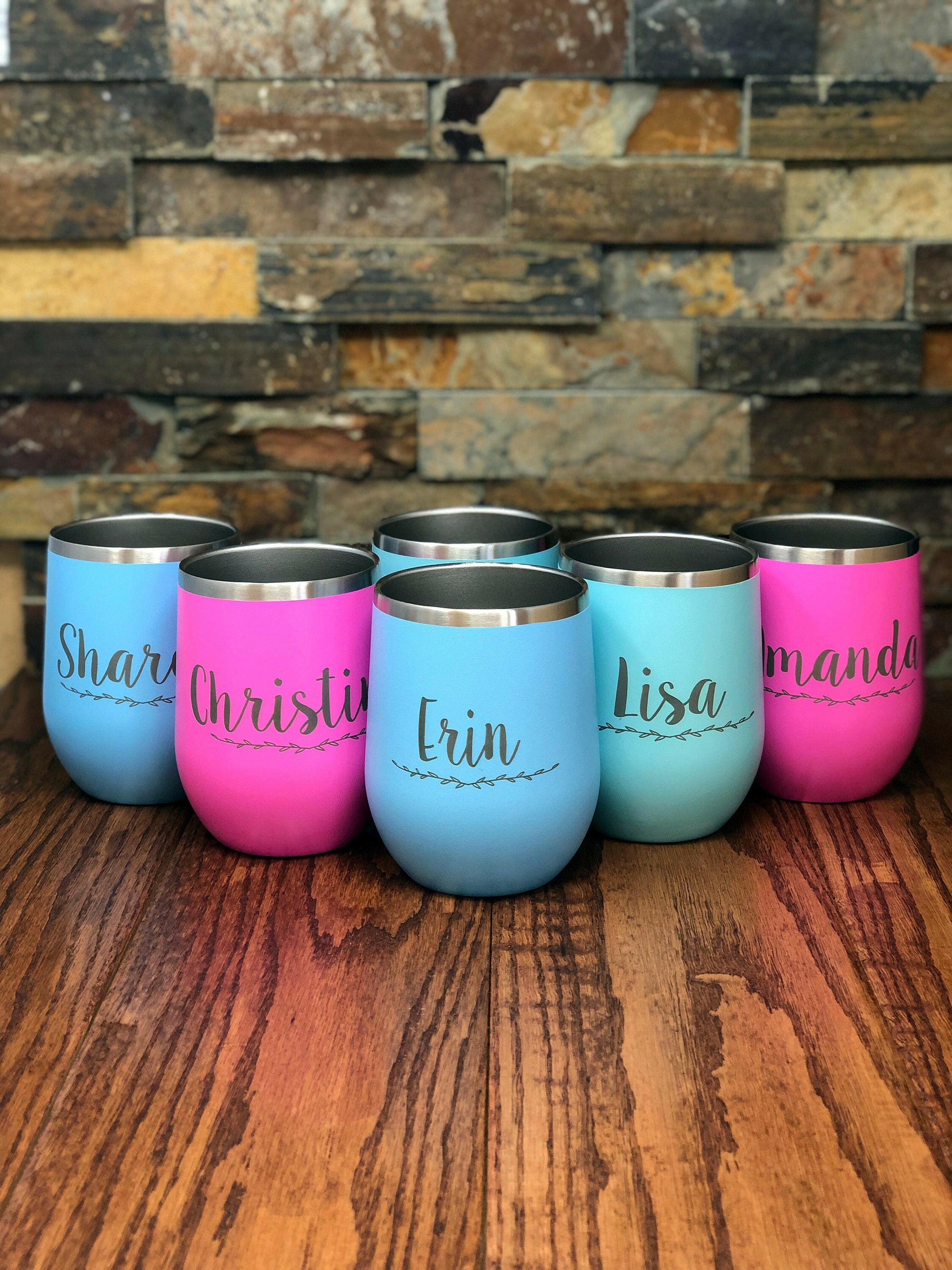 Personalized Wine Tumbler w Straw.