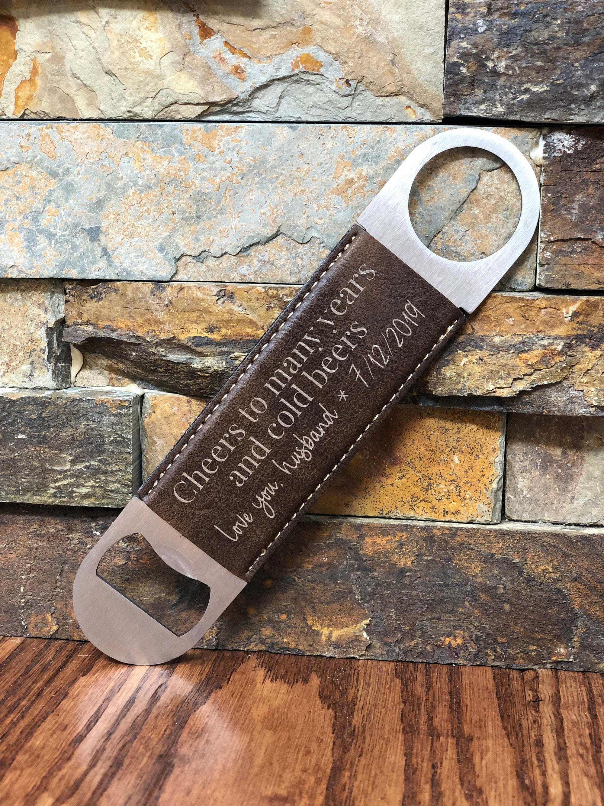 Personalized Leatherette Bottle Opener.
