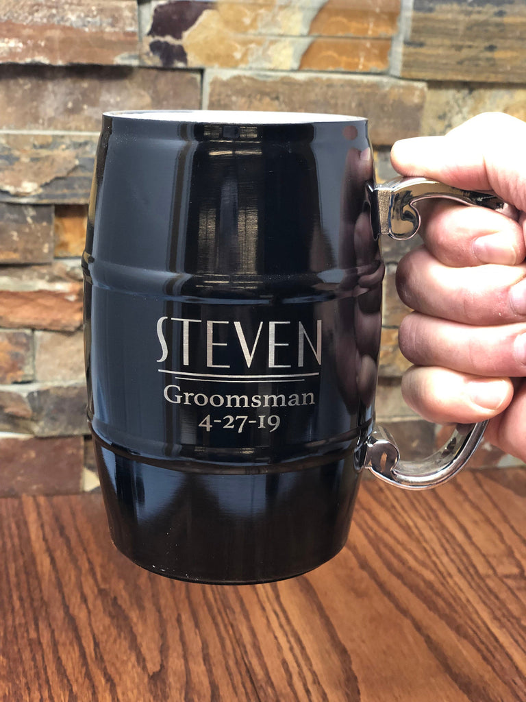Personalized Black Stainless Steel Beer Mug