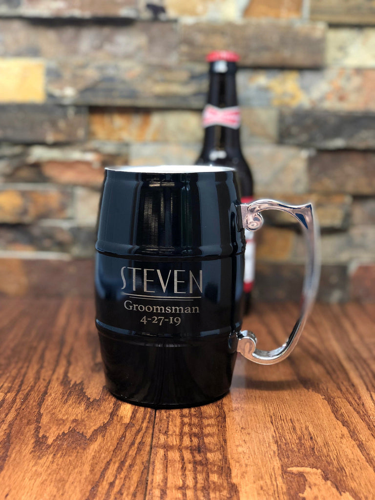 Personalized Black Stainless Steel Beer Mug