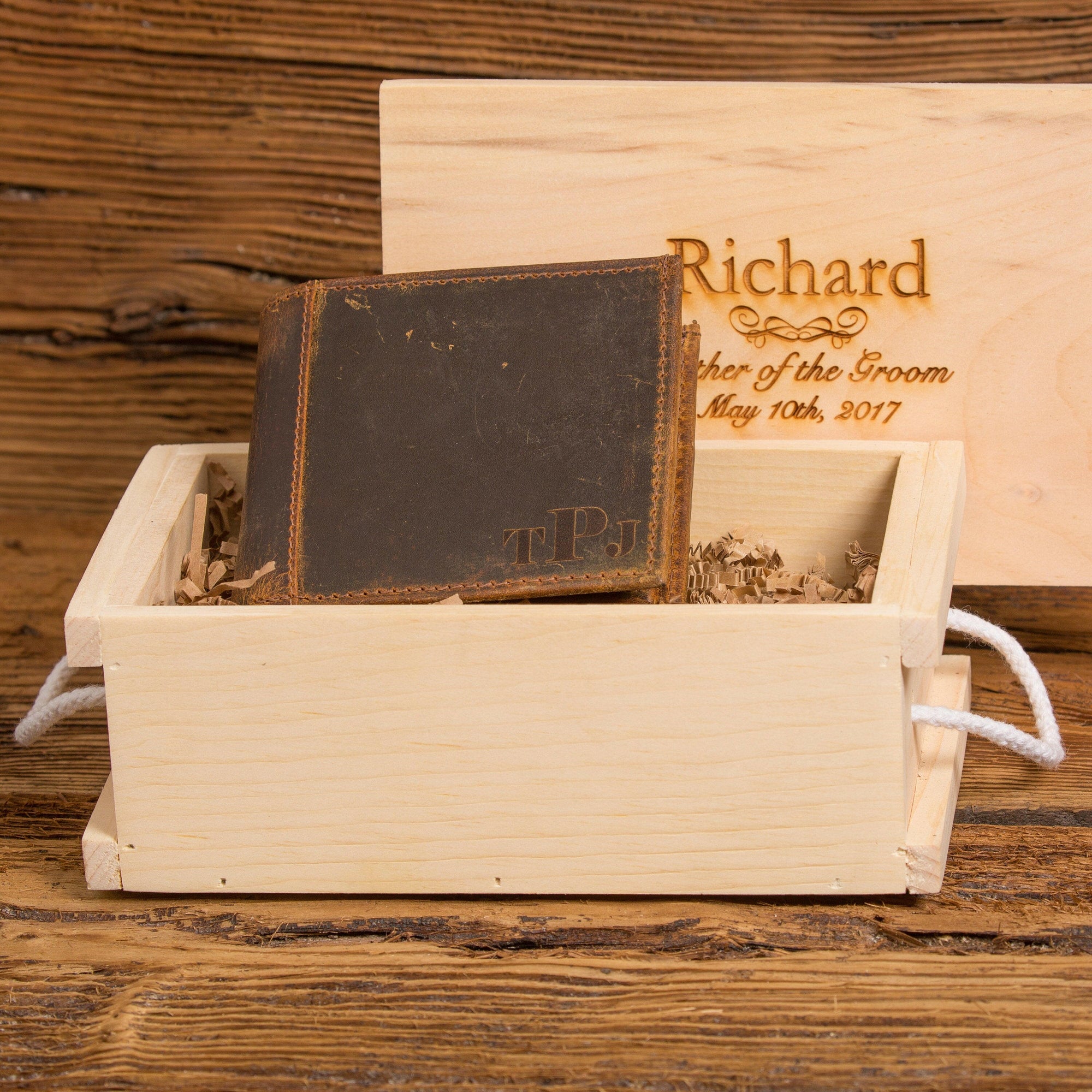 Personalized Bi Fold Leather Wallet w/ ID window.