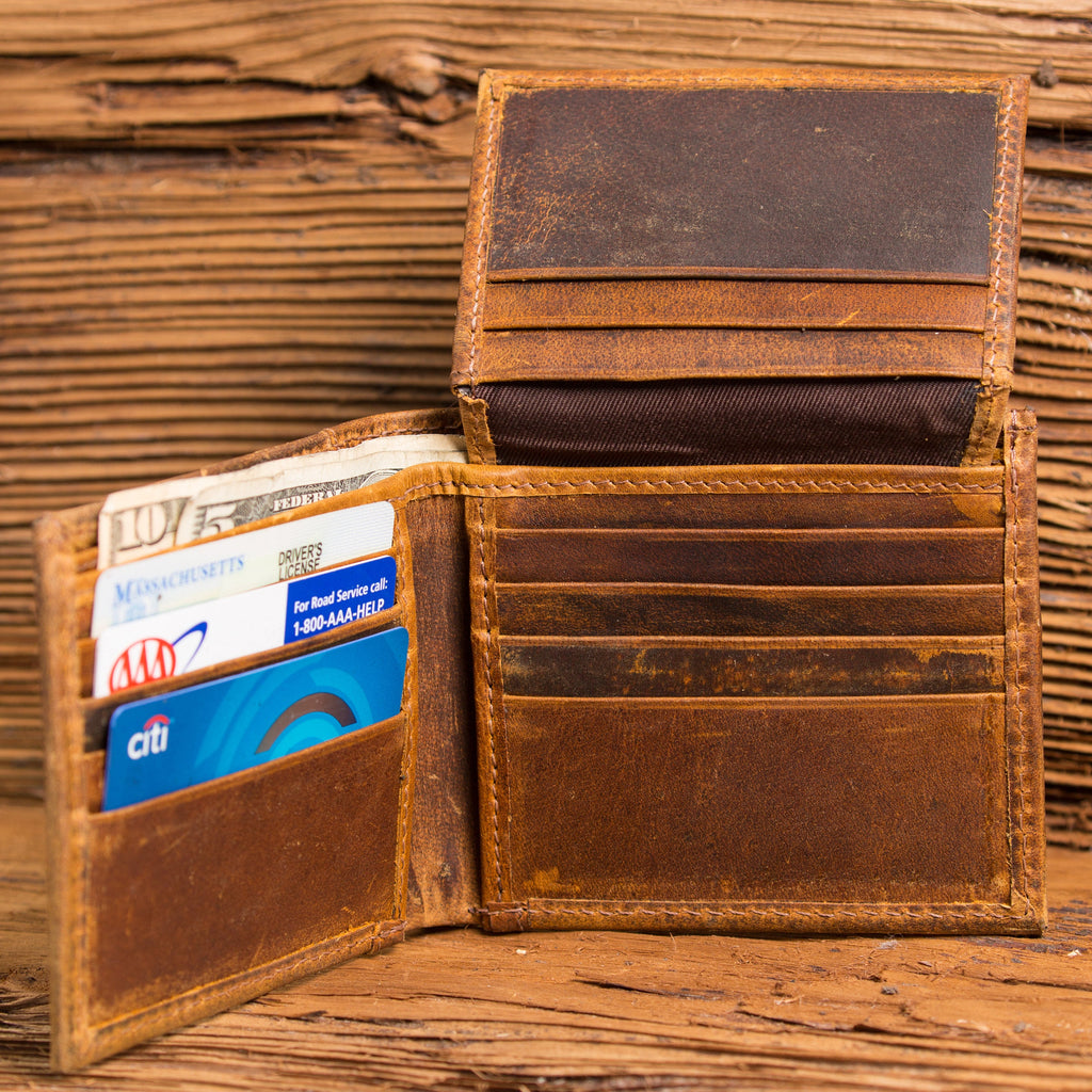 Personalized Bi Fold Leather Wallet w/ ID window