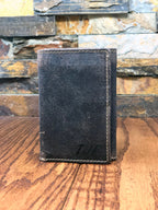 Rustic Tri Fold Mens Leather Wallet Monogrammed
