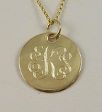 Monogrammed 14k Solid Gold Necklace Pendant.