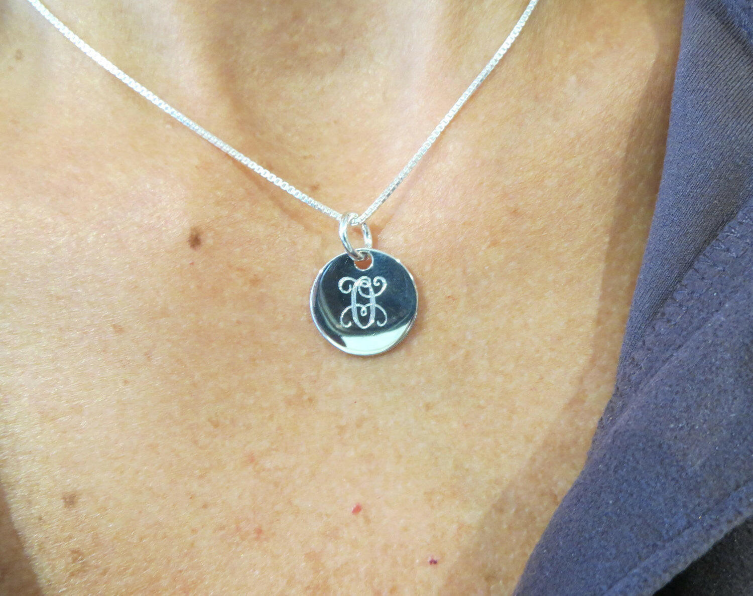 Mini Sterling Silver Monogram Necklace.