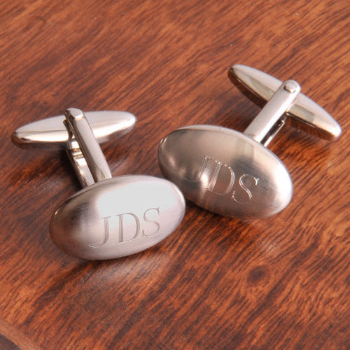 Monogrammed Brushed Oval Cuff Links