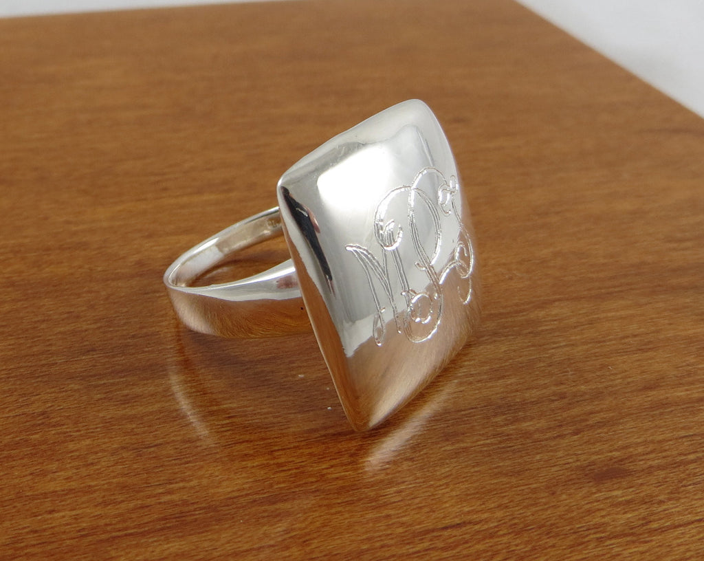Monogrammed Sterling Silver Ring