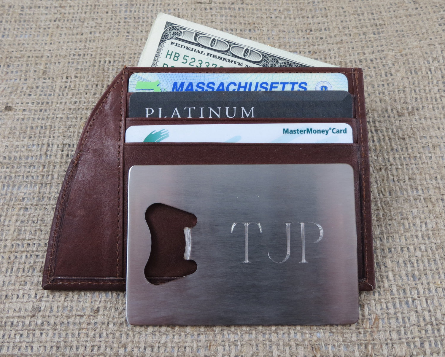 Leather Wallet with Bottle Opener