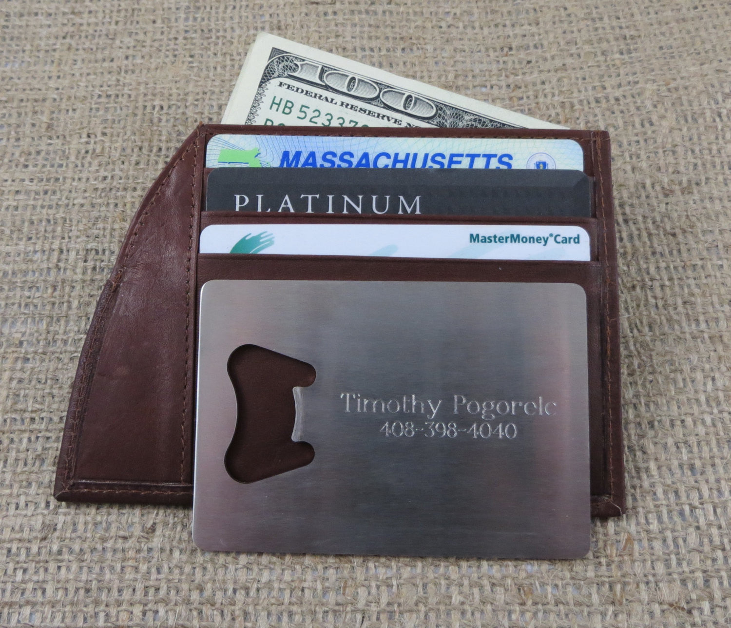 Leather Wallet with Bottle Opener