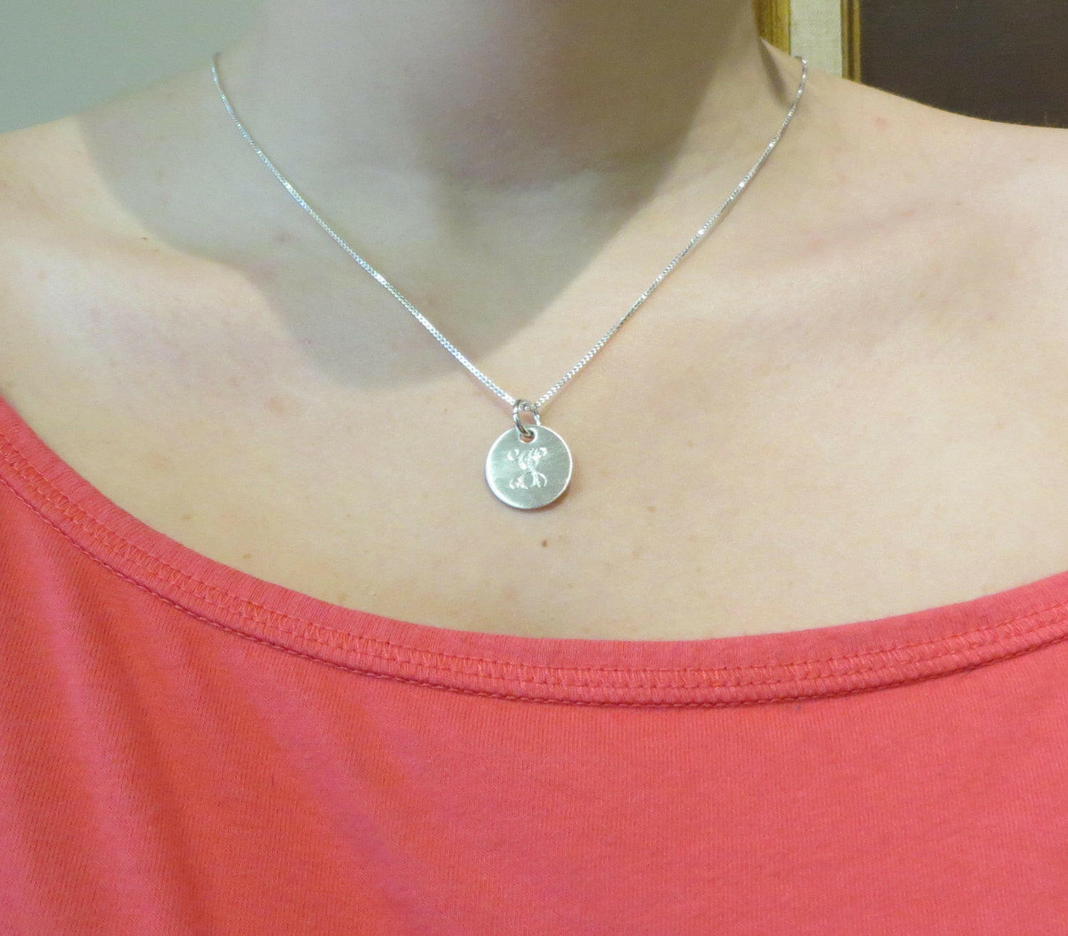 Silver Monogram Necklace.