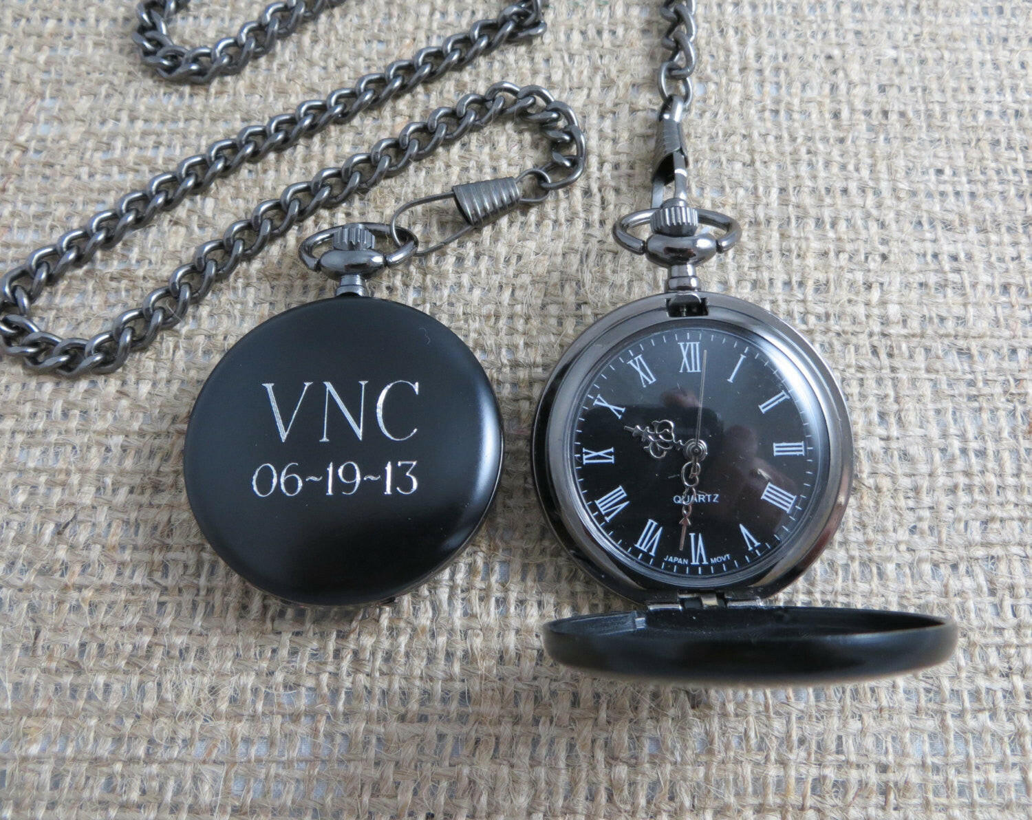 Black Personalized Pocket Watch.