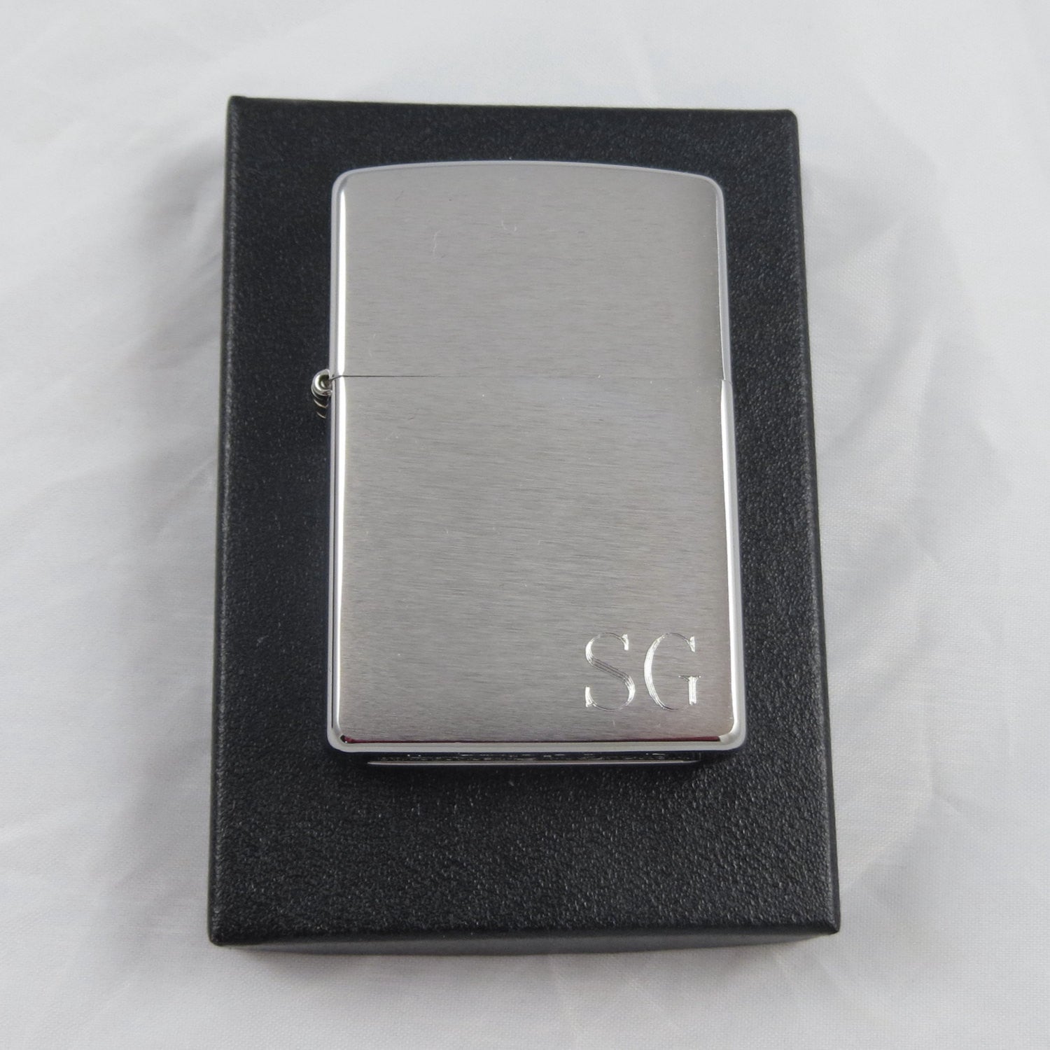 Personalized Brushed Chrome Zippo Lighter.
