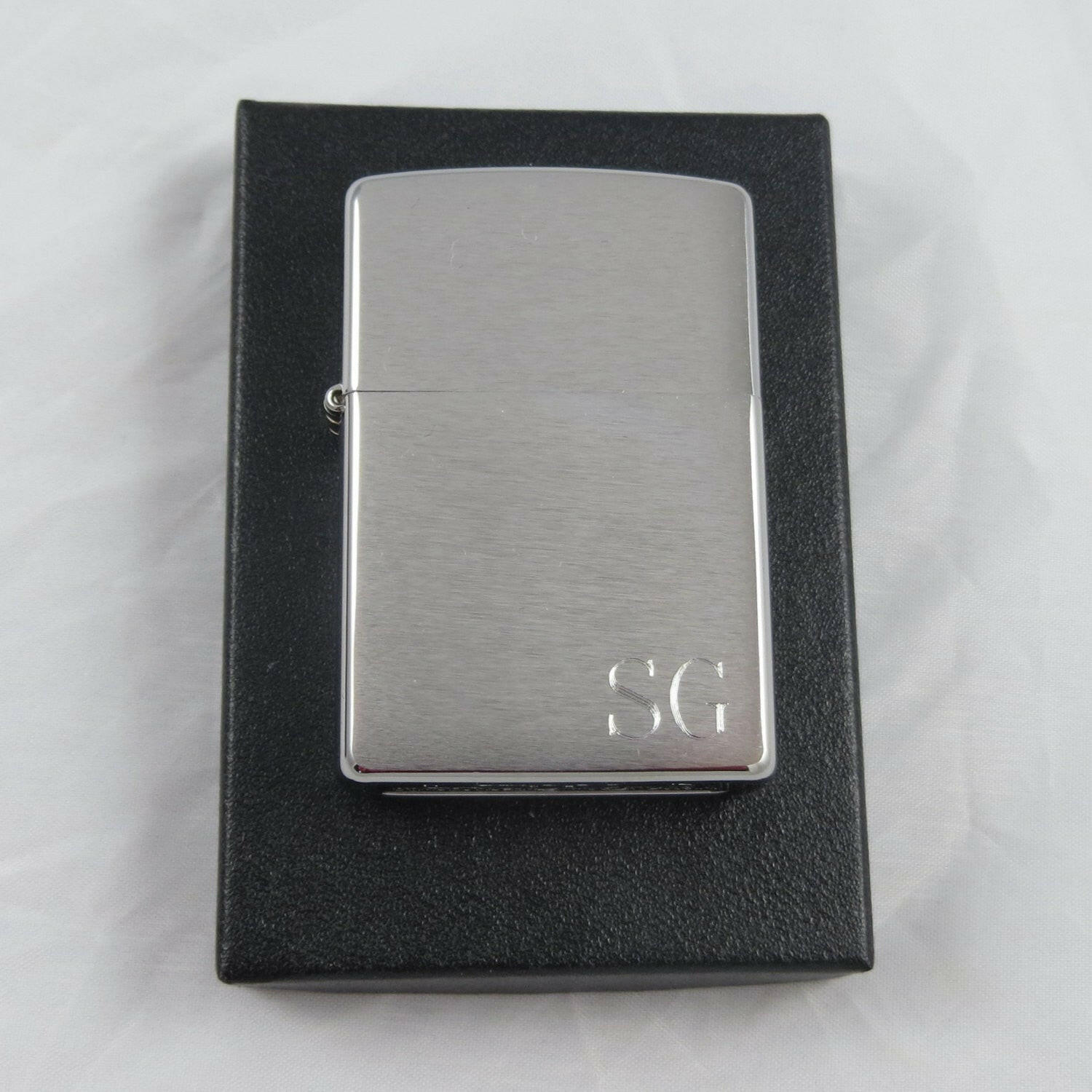 Personalized Brushed Chrome Zippo Lighter.