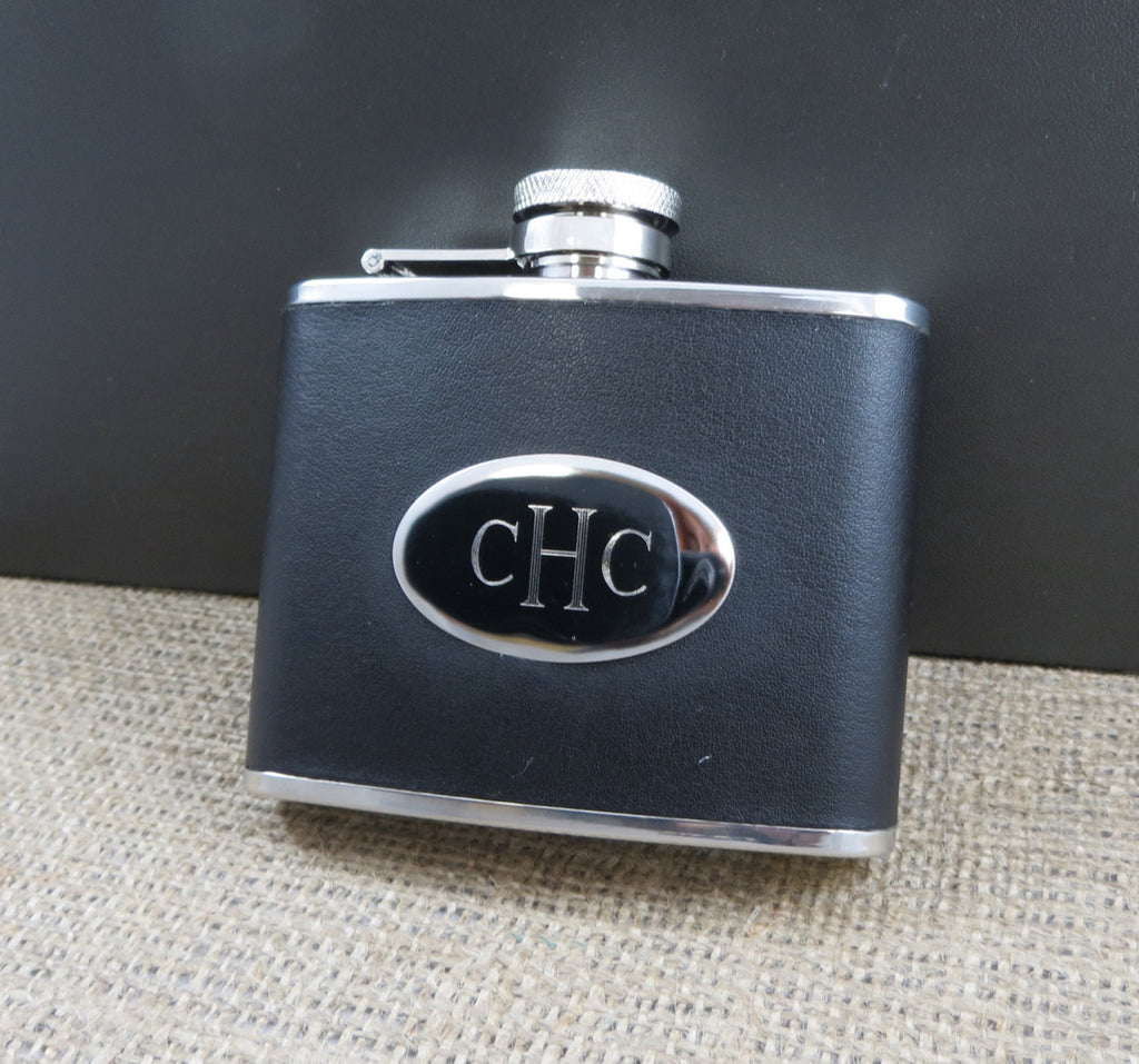 Personalized Stainless Steel Leather Flask