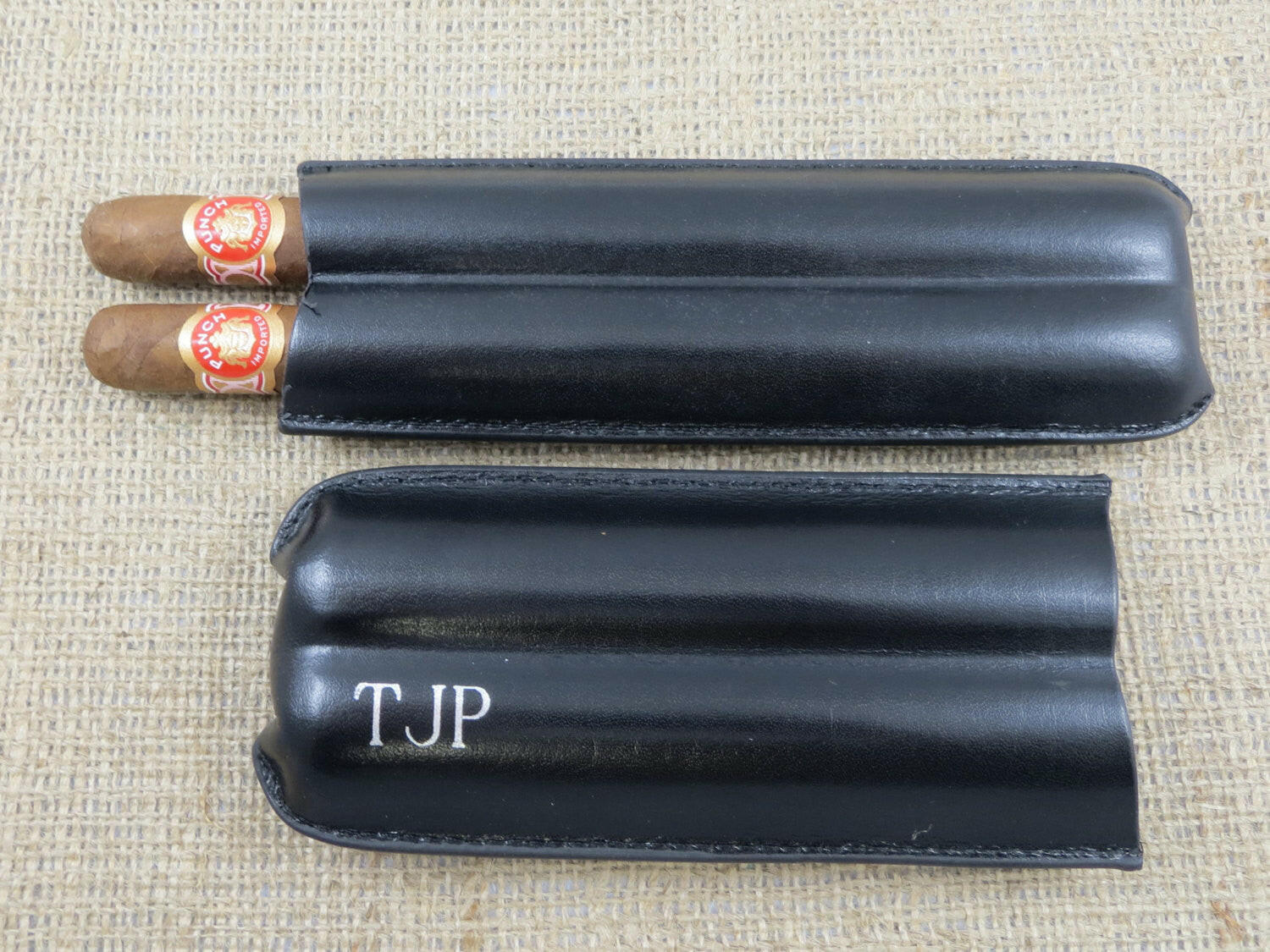 Personalized Leather Double Cigar Case.