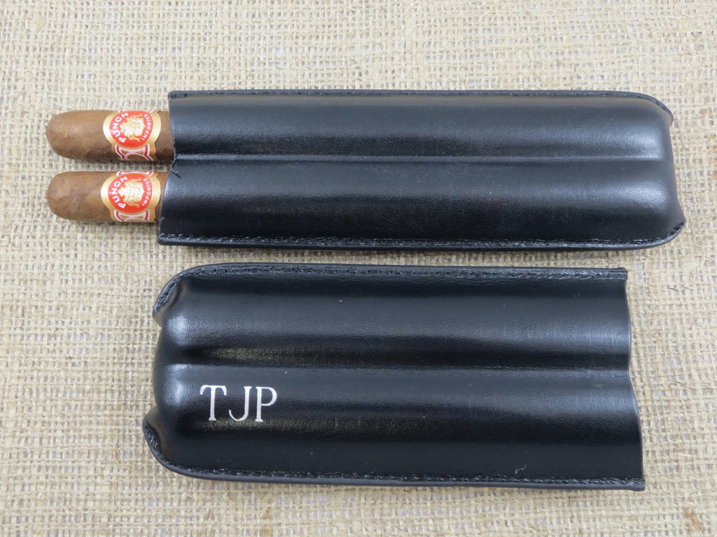 Personalized Leather Double Cigar Case