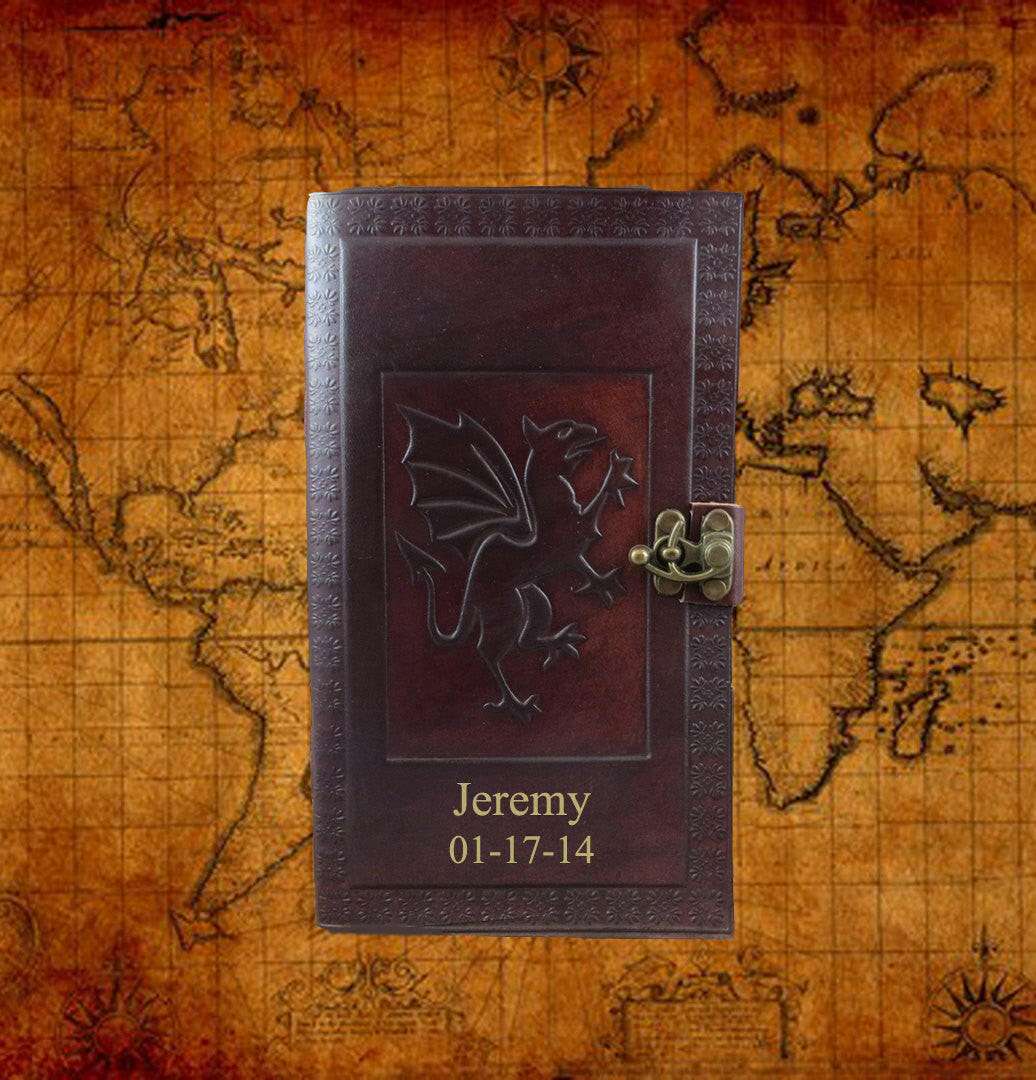 Personalized Leather Dragon Journal.