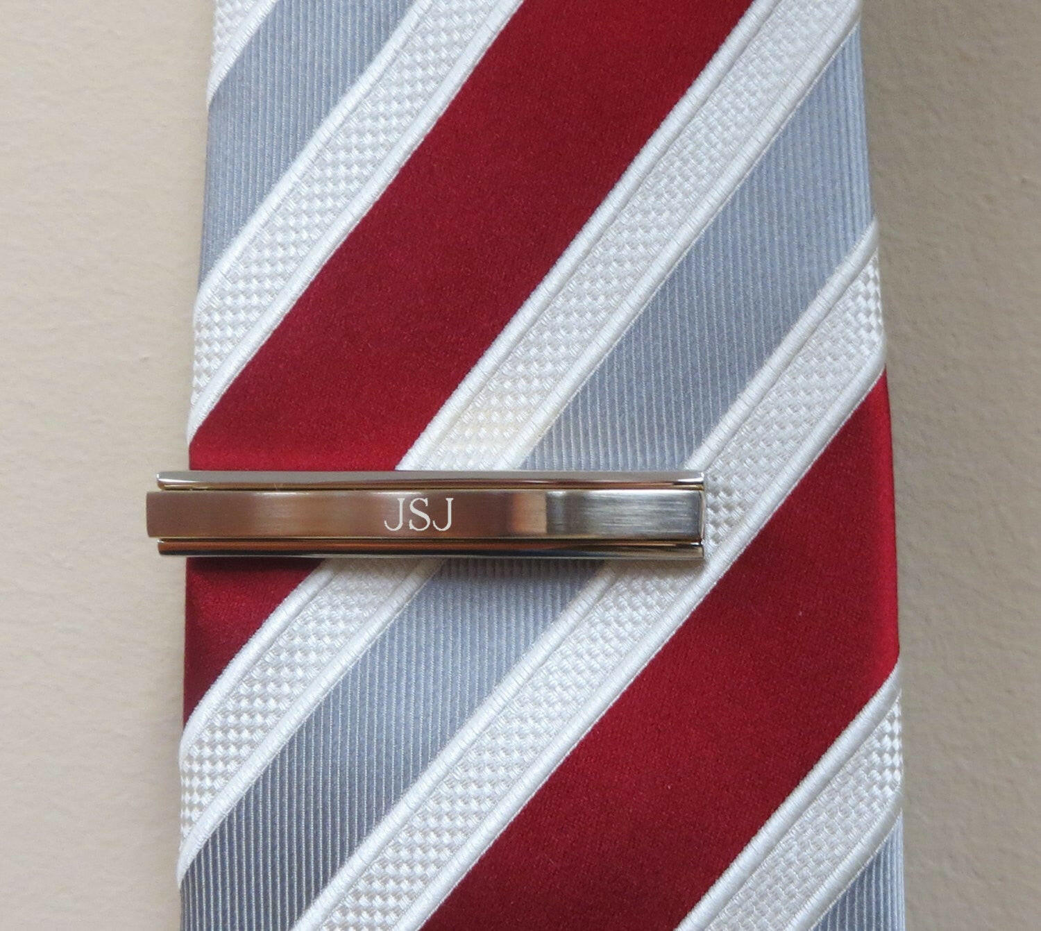 Personalized Cuff Links With Monogrammed Tie Clip.
