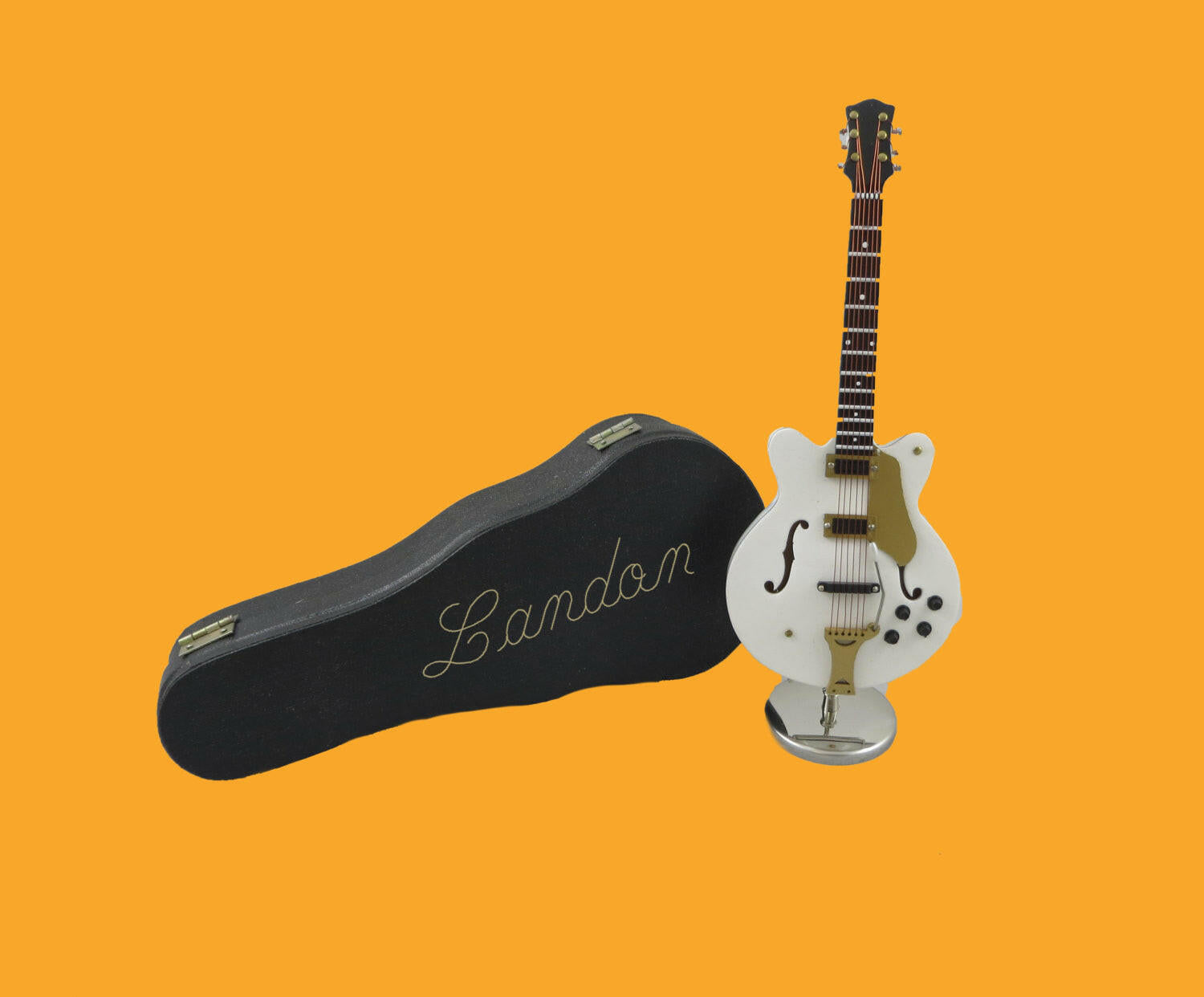 Miniature White Electric Guitar w/ Personalized Case.
