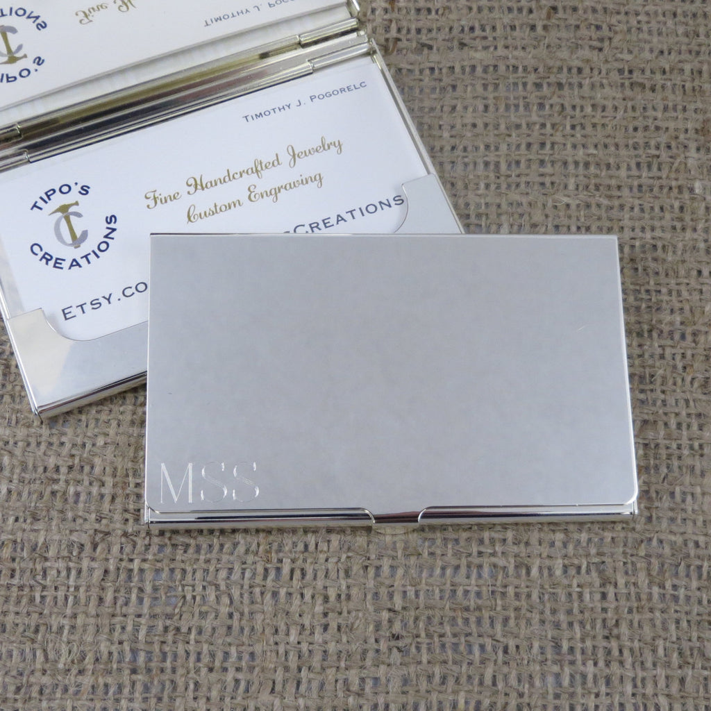 Silver Personalized Business Card Case