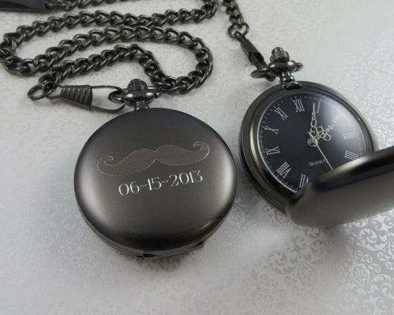 Personalized Mustache Pocket Watch.