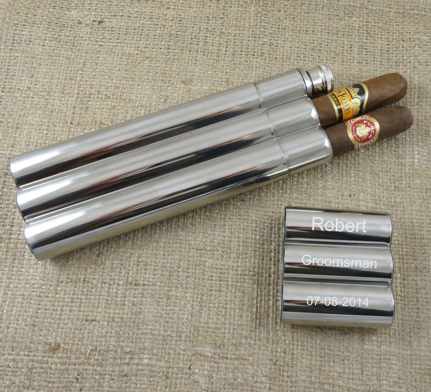 Cigar Holder and Flask.