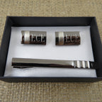 Gunmetal Cuff Links & Tie Clip Set