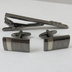 Gunmetal Cuff Links & Tie Clip Set