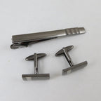 Gunmetal Cuff Links & Tie Clip Set