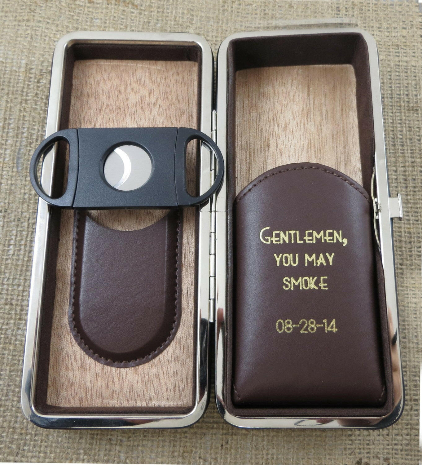 Folding Personalized Cigar Case.