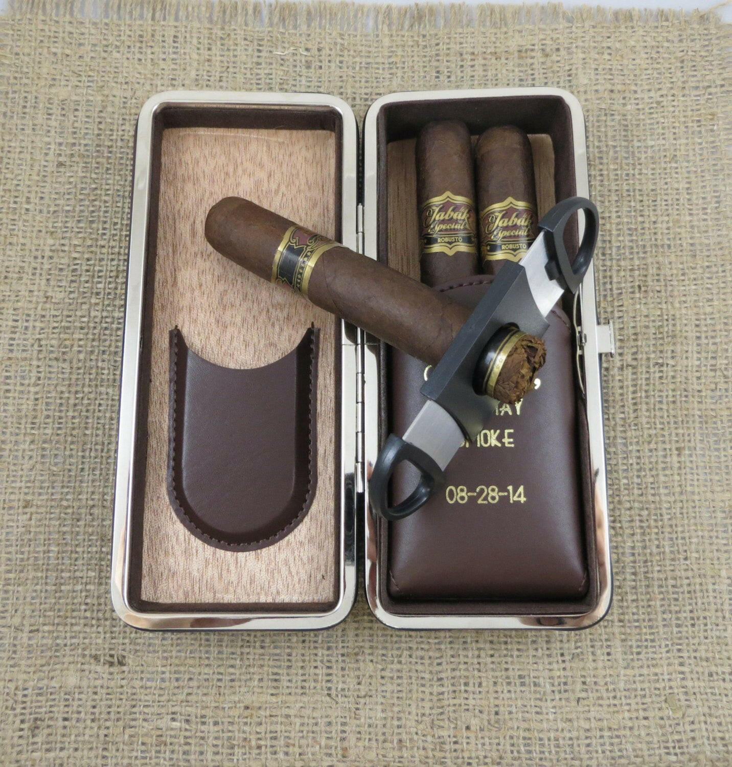 Folding Personalized Cigar Case.