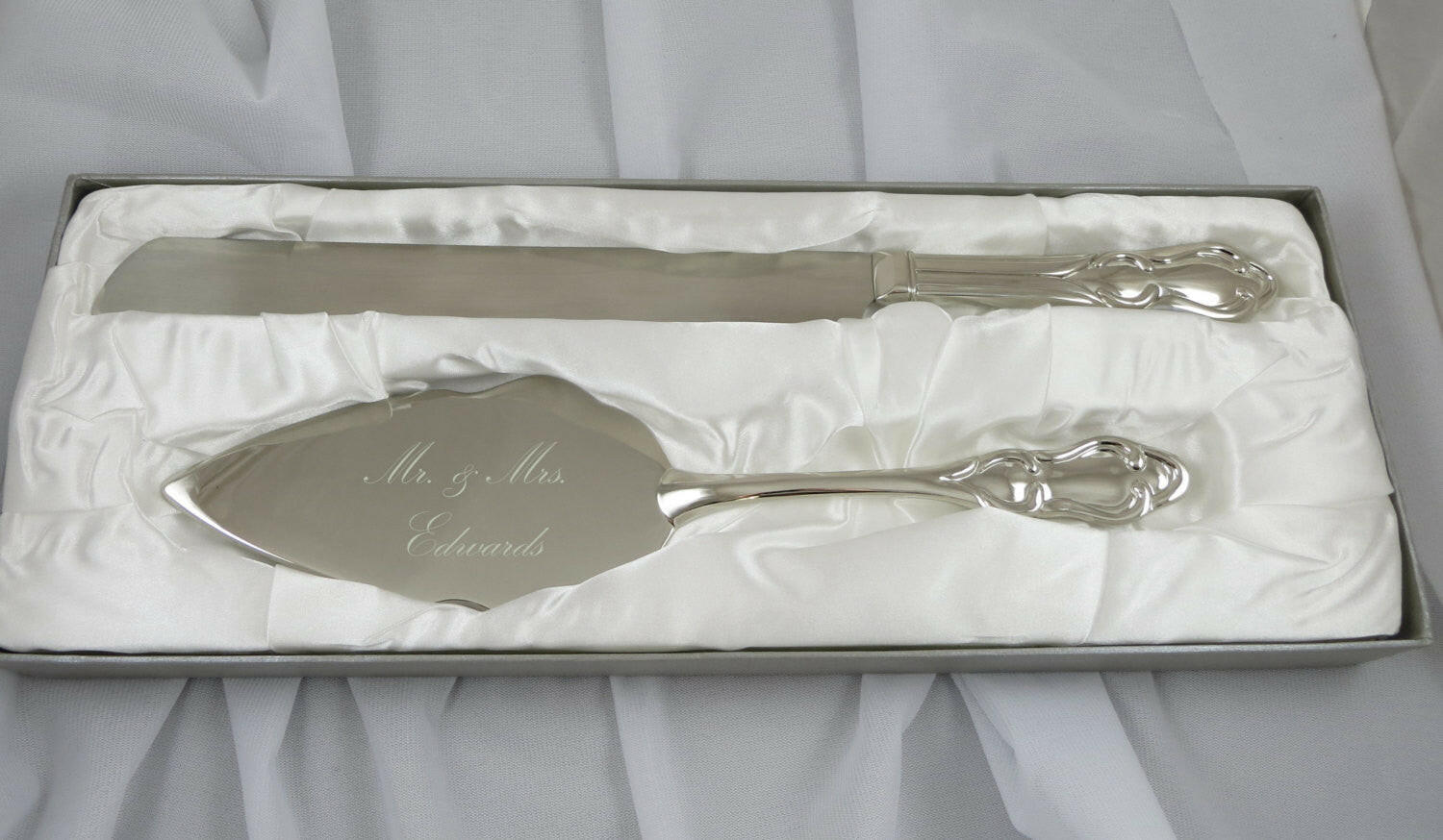Personalized Wedding Cake Server and Knife Set.