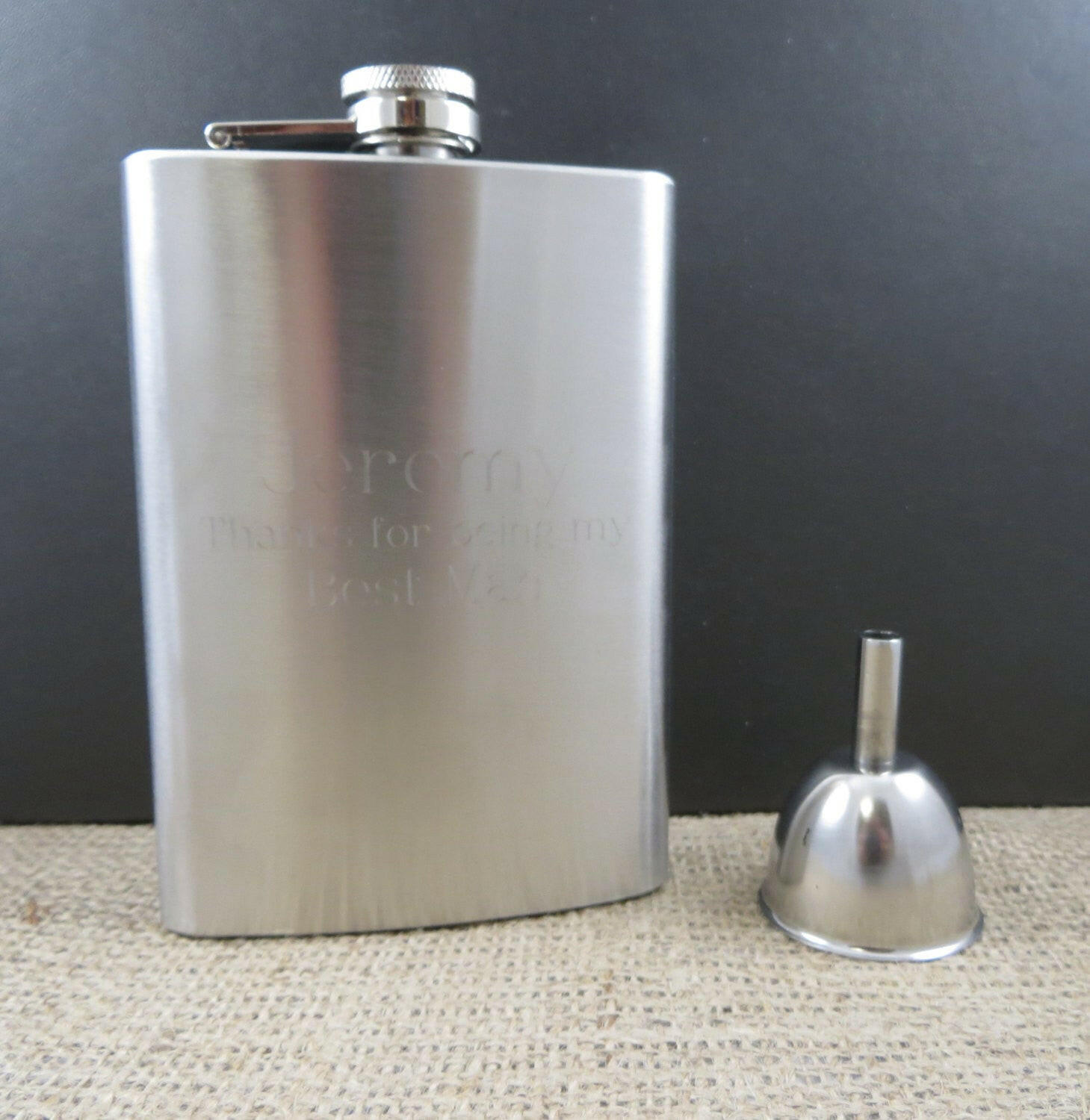 Personalized 8oz Flask with Funnel.