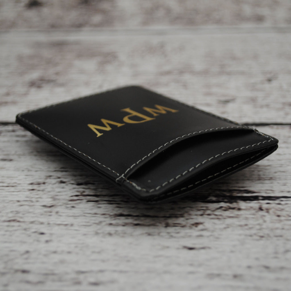 Monogrammed Leather Wallet w/ Money Clip