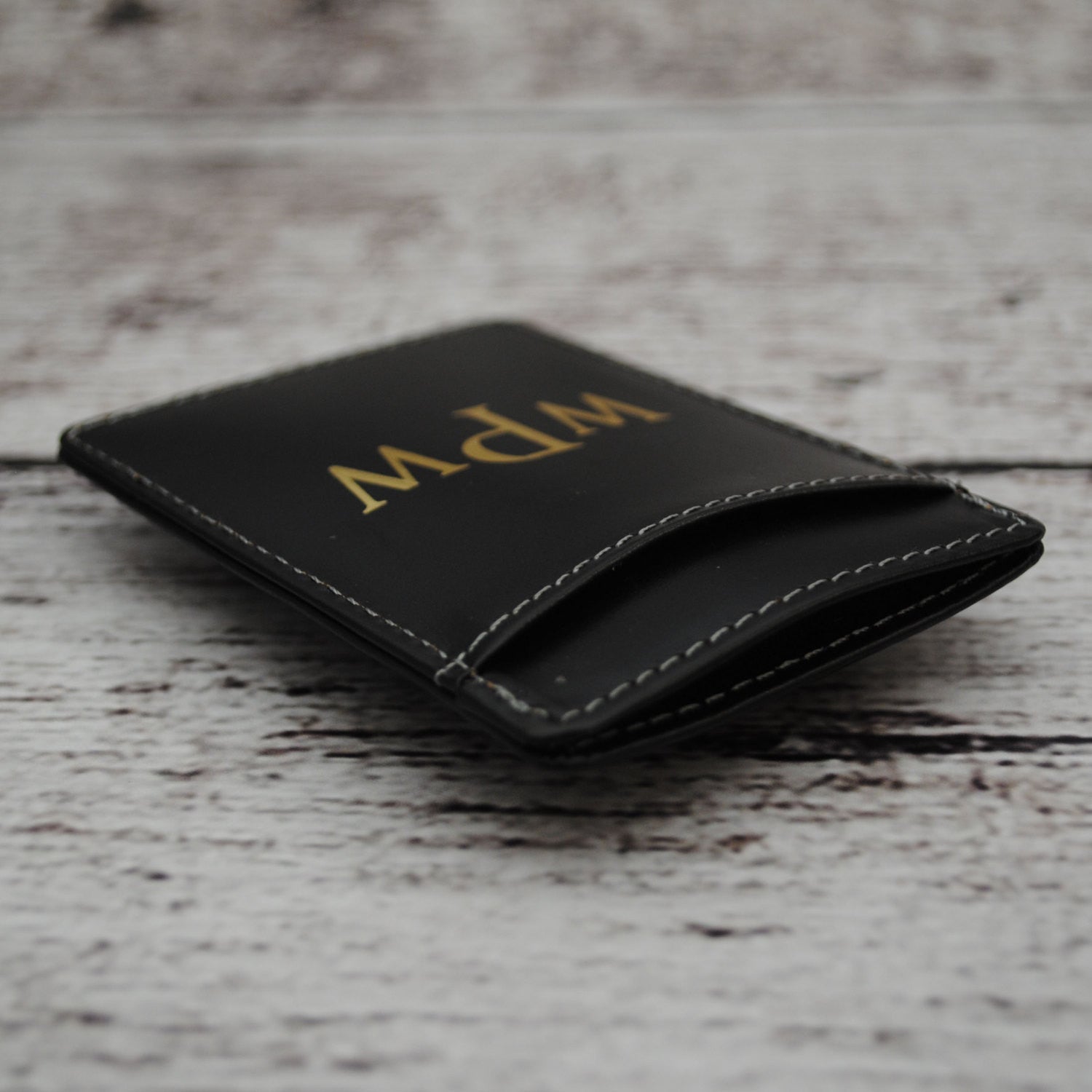 Monogrammed Leather Wallet w/ Money Clip