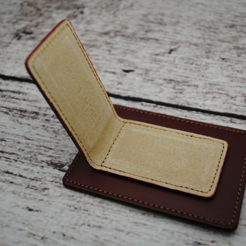 Monogrammed Leather Wallet w/ Money Clip.