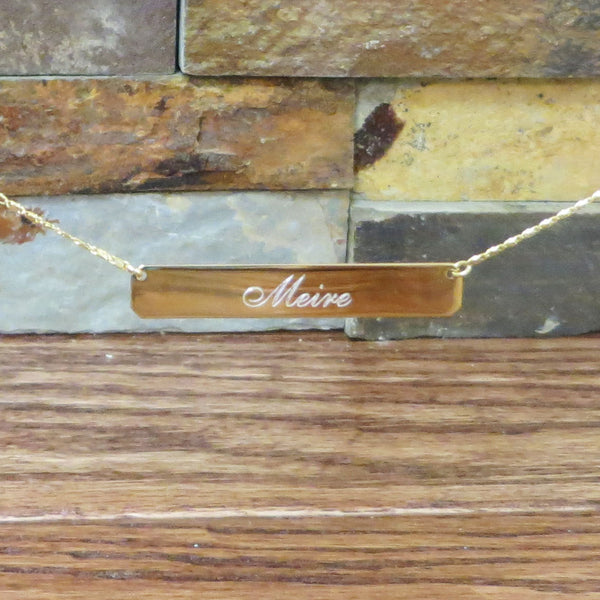 Gold Plated Monogram Bar Necklace